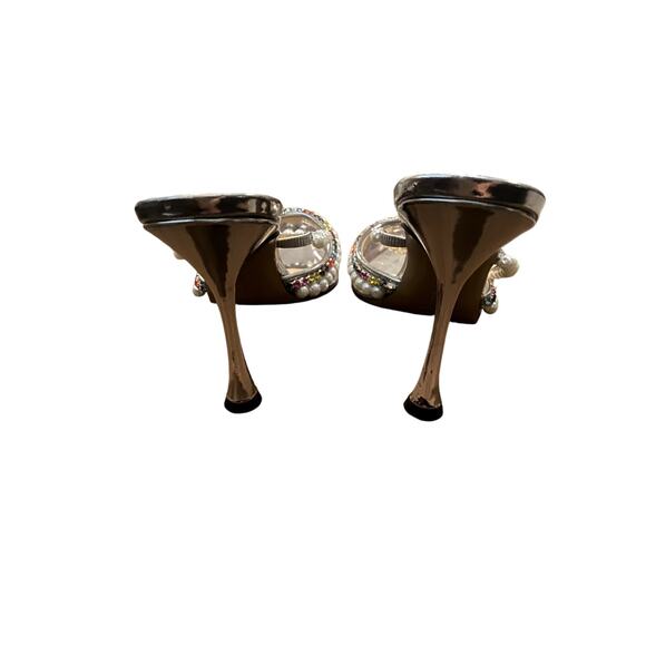 Mach & Mach Diamond of Elizabeth Imitation Pearl Pointed Toe Mule 39 - Picture 8 of 11